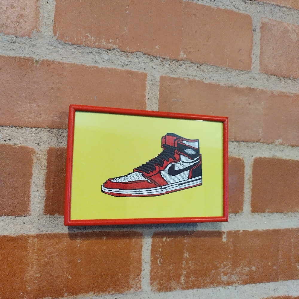 8 Bit Jordan 1 Framed Mini Art Print lo-fi Pixel Art By Neon Nicho